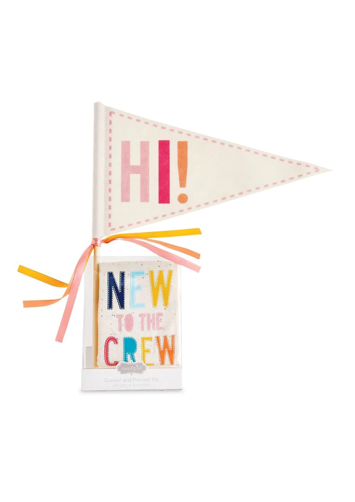 New To The Crew Crawler And Pennant Set in Pink -Mud Pie- Ruby Jane-