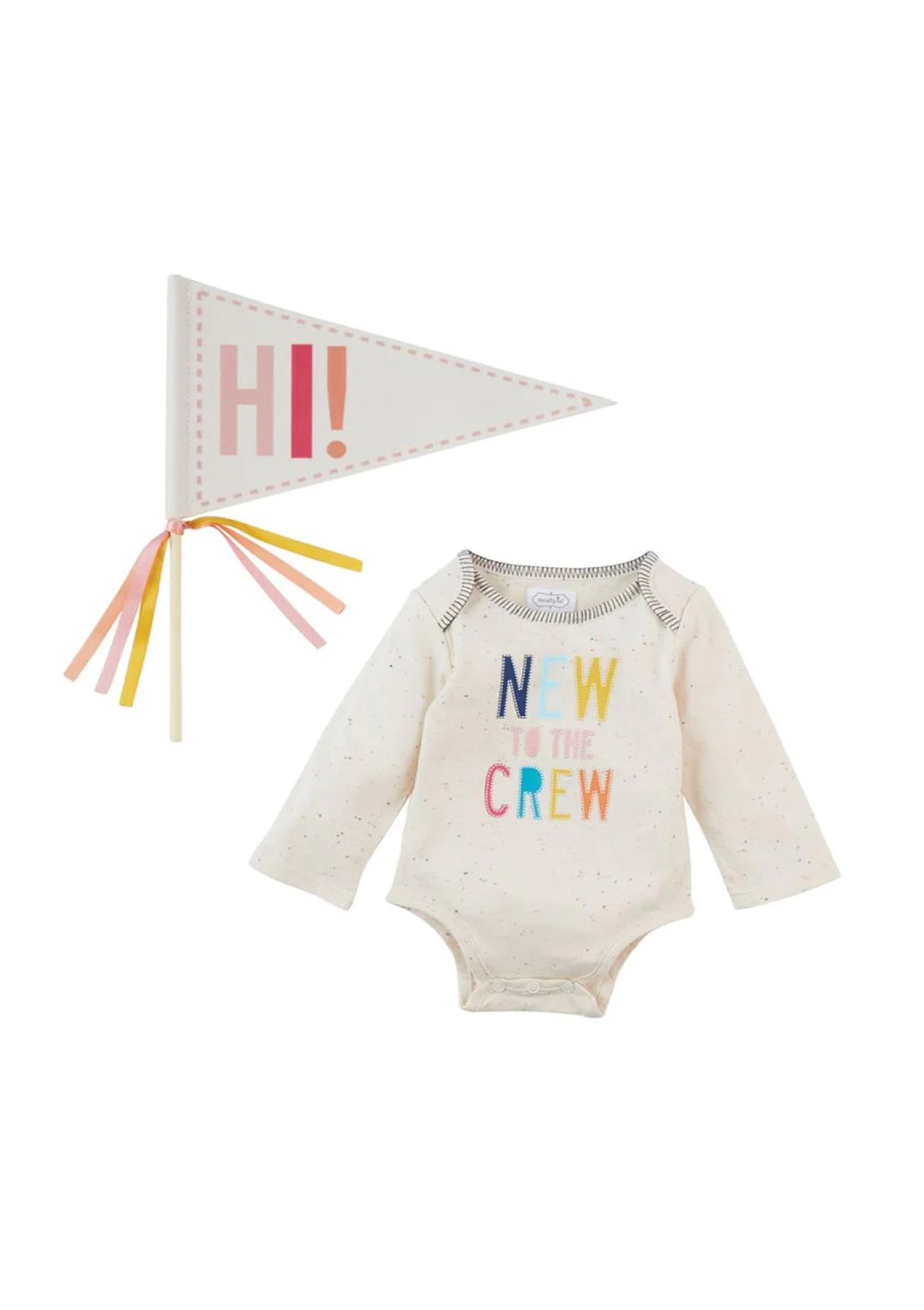 New To The Crew Crawler And Pennant Set in Pink -Mud Pie- Ruby Jane-