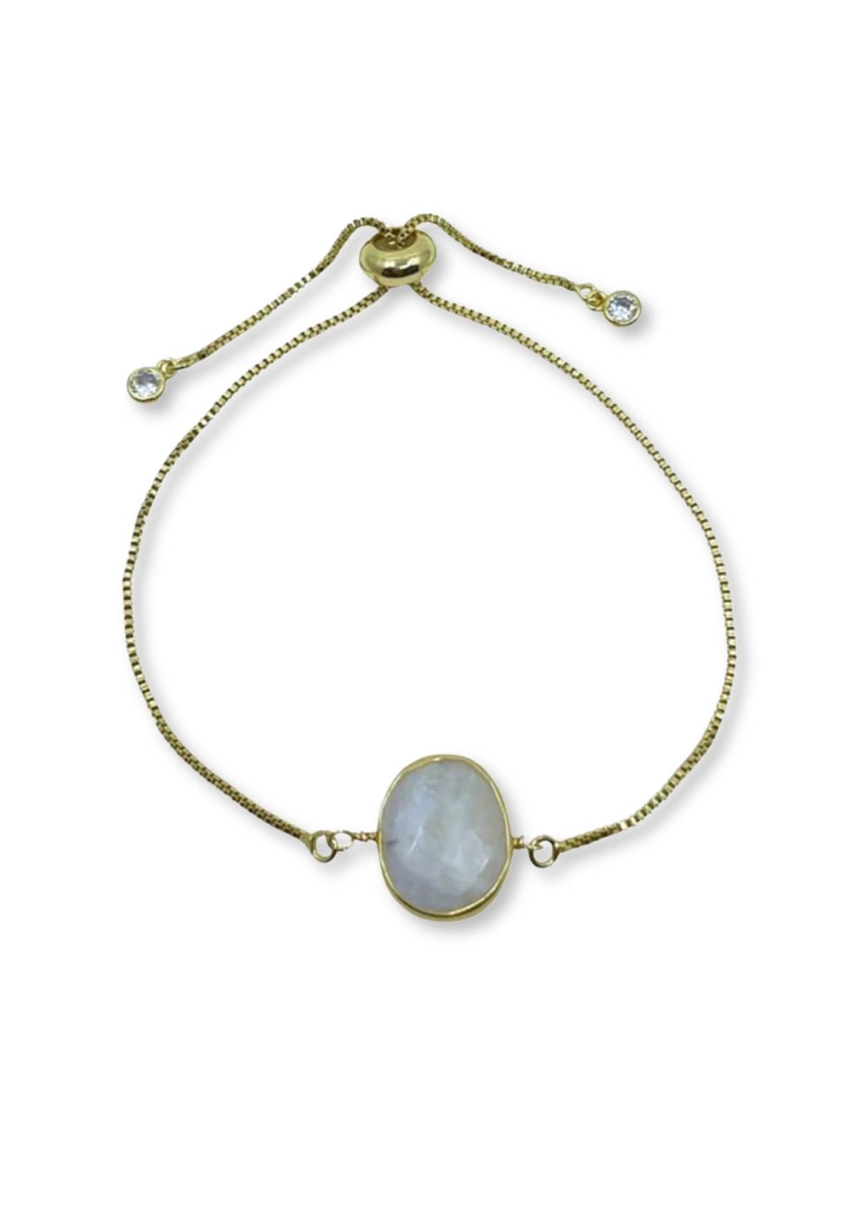 Oval Stone Chain Bracelet - Moonstone