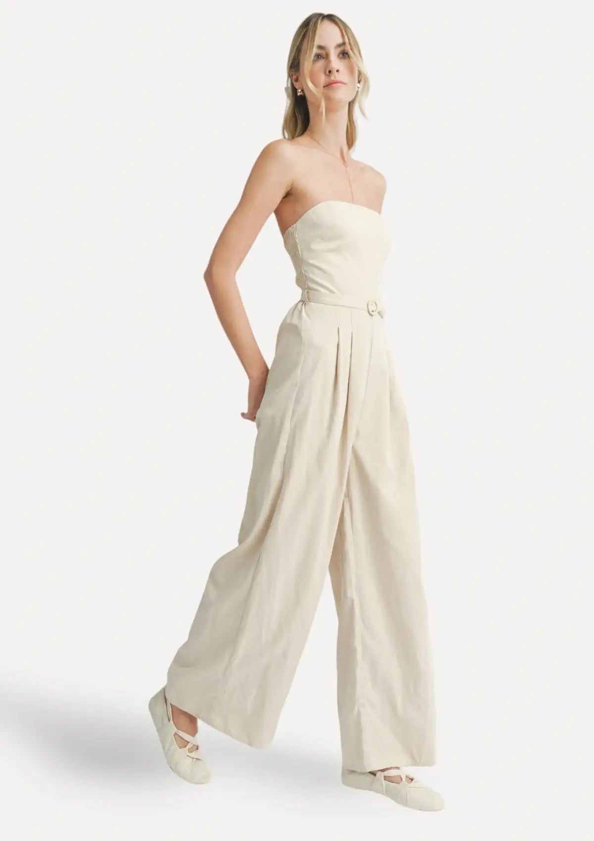 White strapless Jumpsuit at Ruby Jane & Valleygirl Boutique.