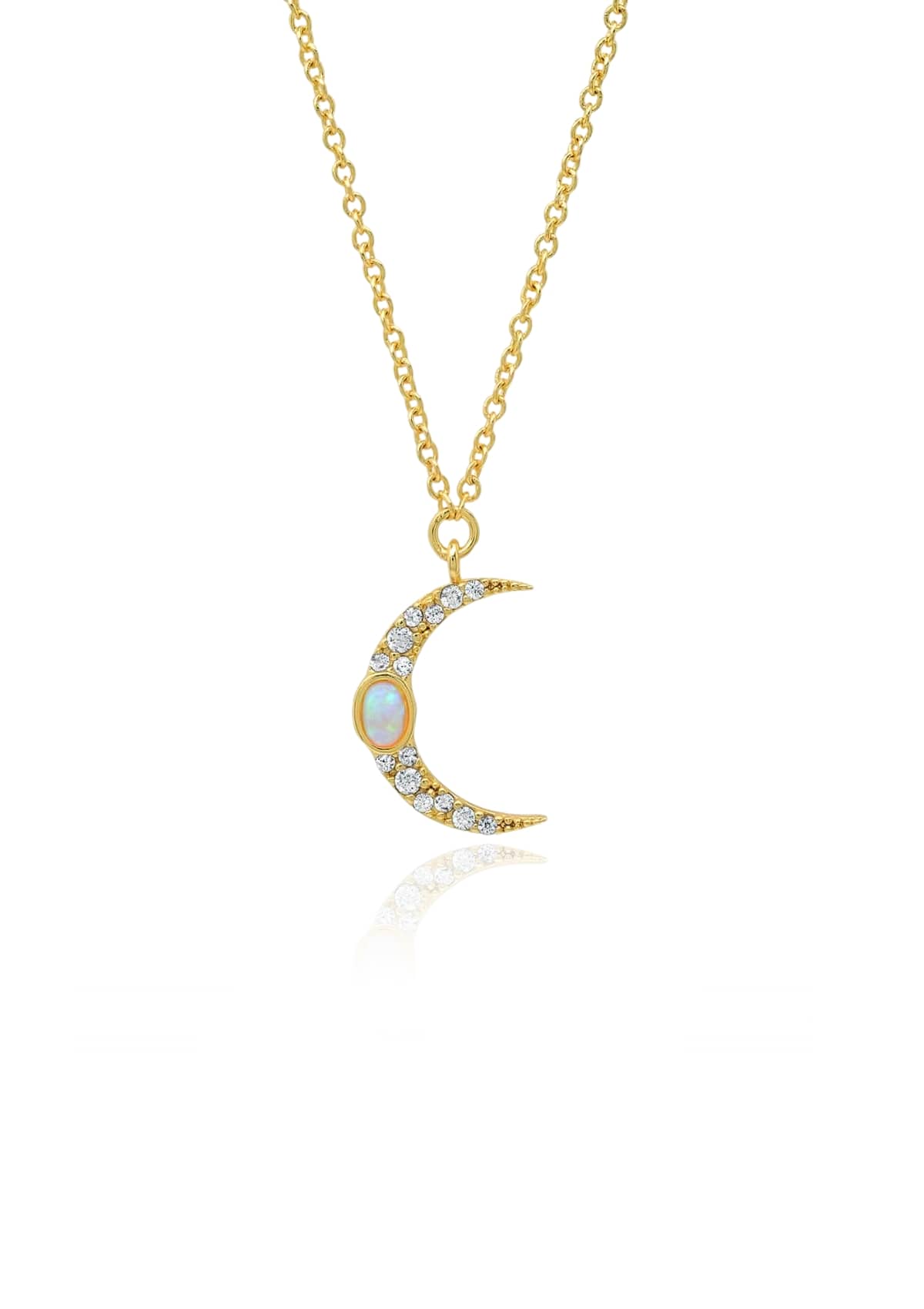 Pave Moon Pendant With Opal Accent Necklace -Tai Rittichai- Ruby Jane-