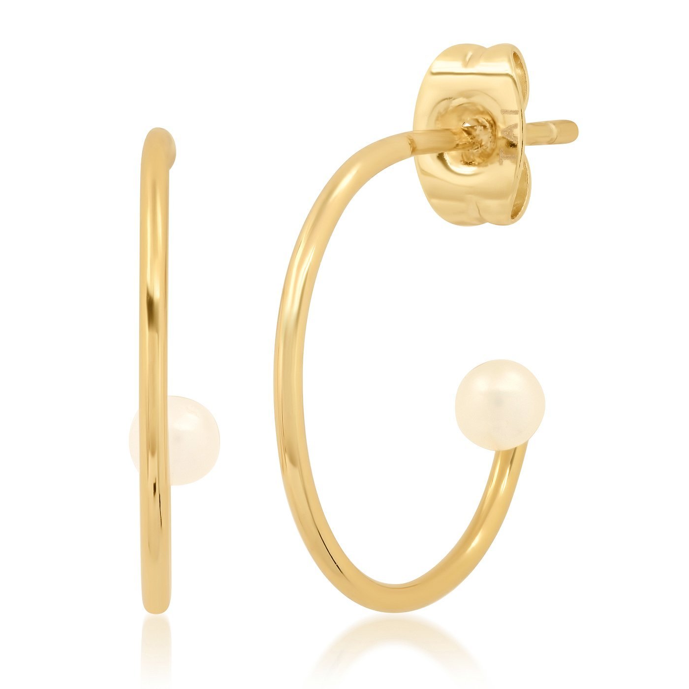 Pearl Accent Hoop Earrings, Gold -TAI Jewelry- Ruby Jane-