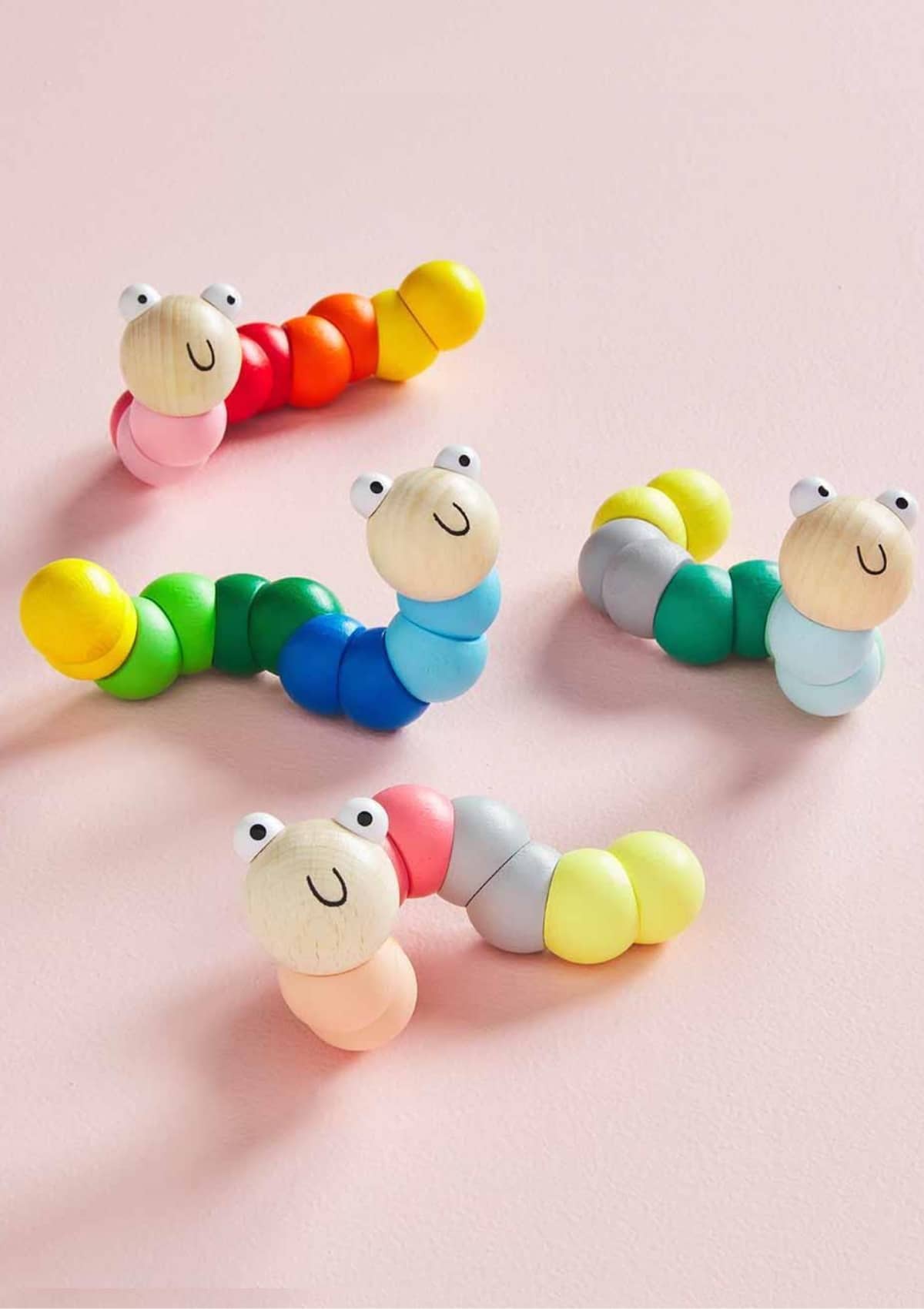 Pink Wooden Wiggly Worm Toy -Mud Pie / One Coas- Ruby Jane-