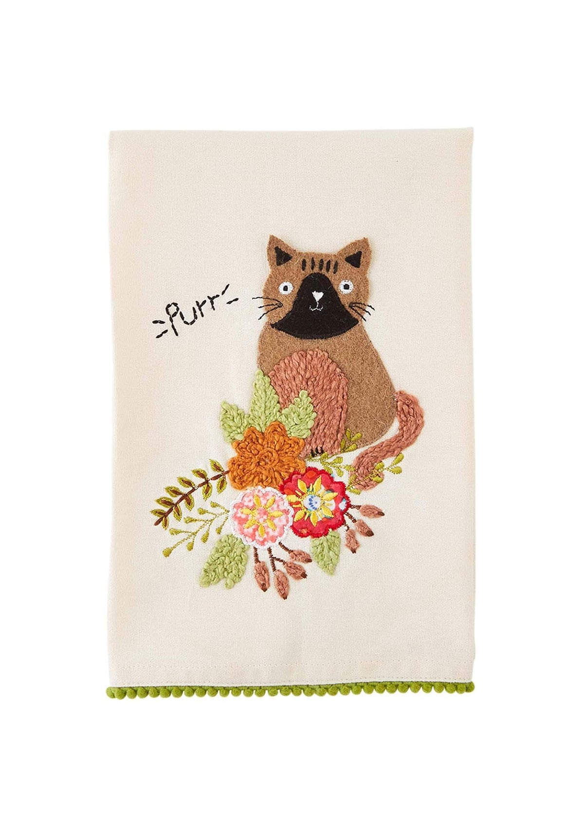 'Purr' Cat Hand Towel -Mud Pie- Ruby Jane-