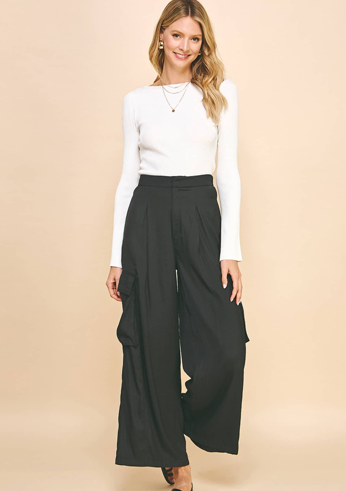 Relaxed Fit Cargo Pants, Black -Pinch- Ruby Jane-