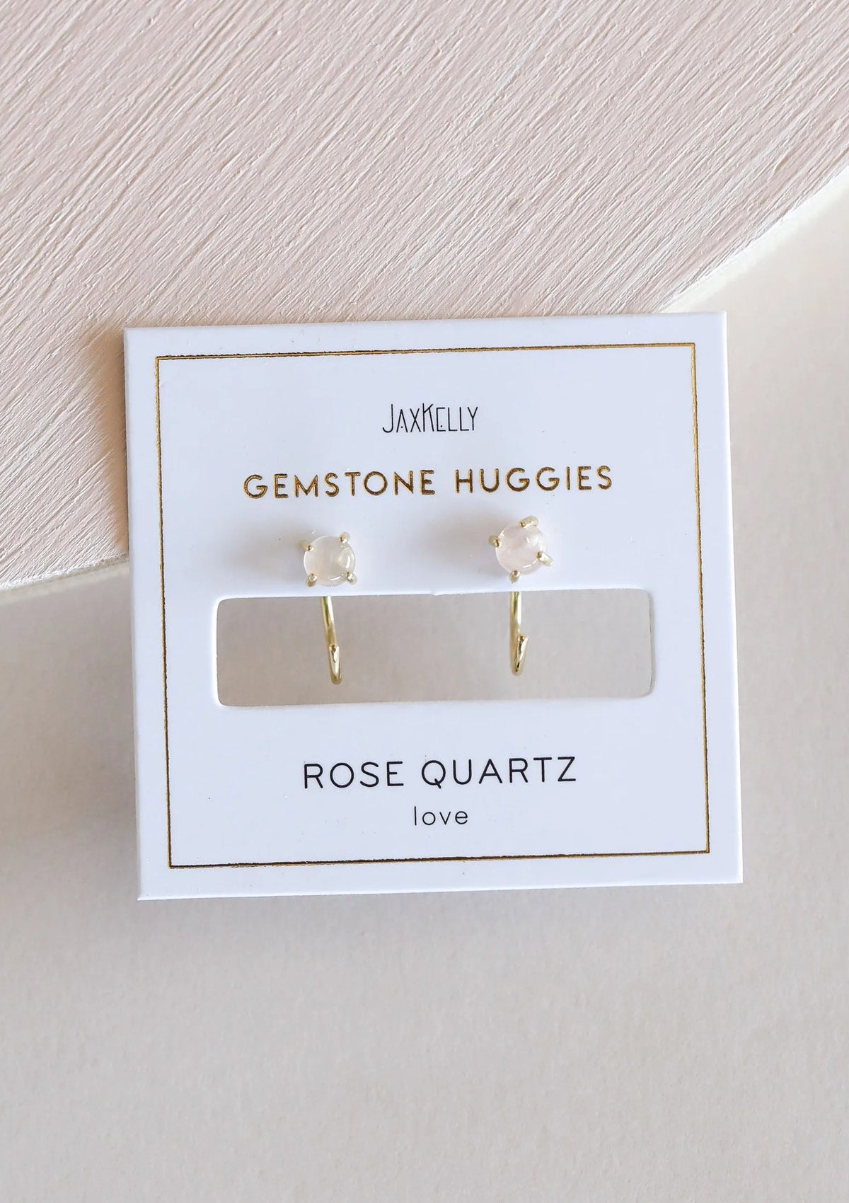 Rose Quartz Huggie Earrings -JaxKelly- Ruby Jane-