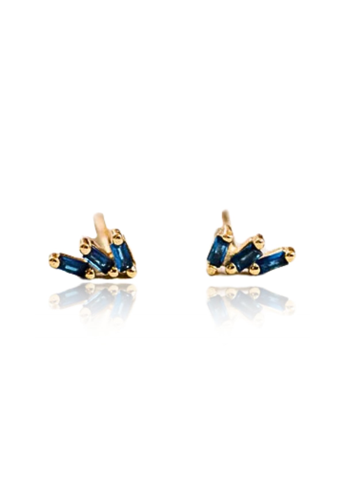 Sapphire CZ Offset Trio Stack Post Earrings -JaxKelly- Ruby Jane-