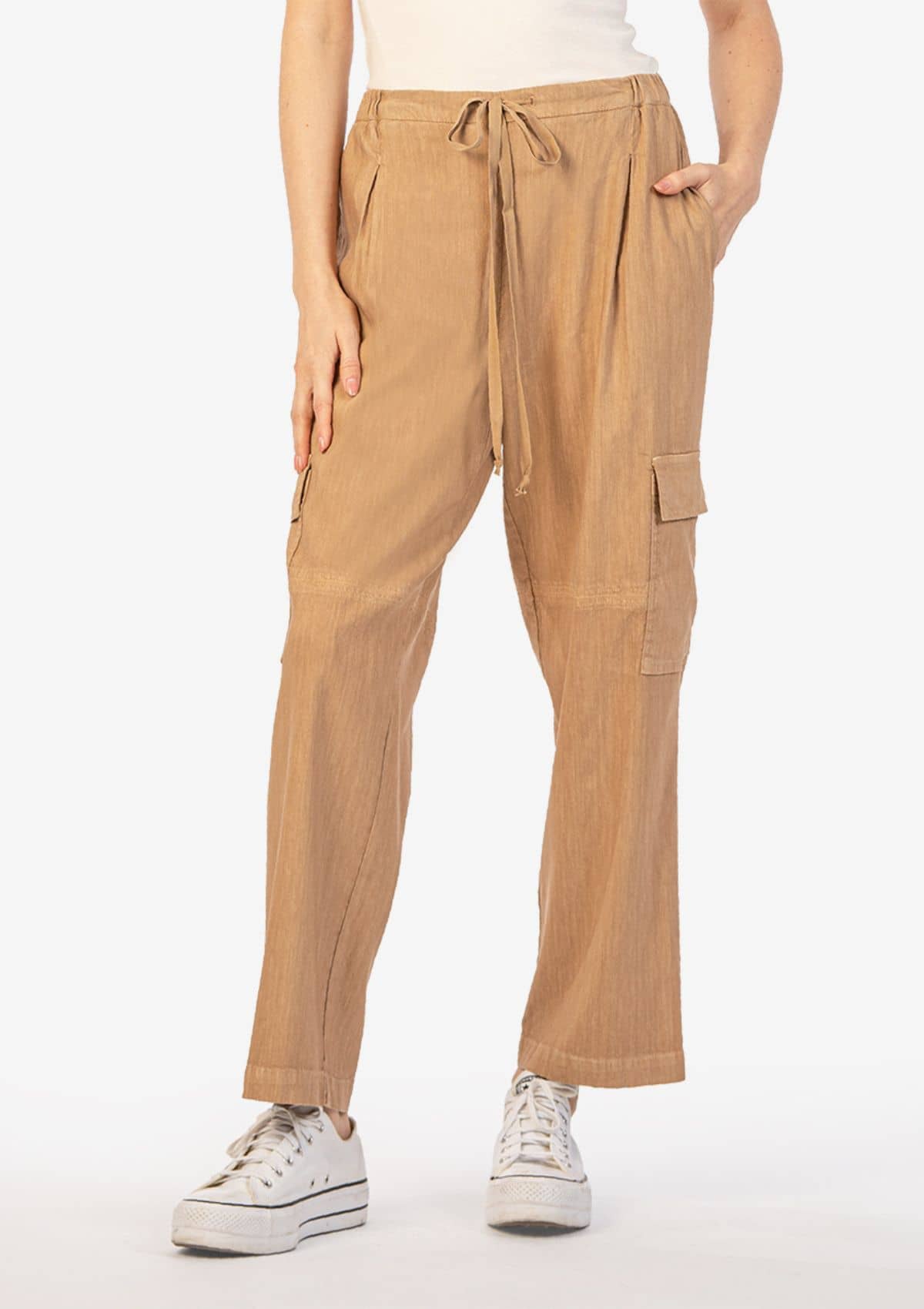 Sienna Pants with Elastic Waist - Oatmeal -Swat Fame KUT ONLY -NO See Thru Soul- Ruby Jane-