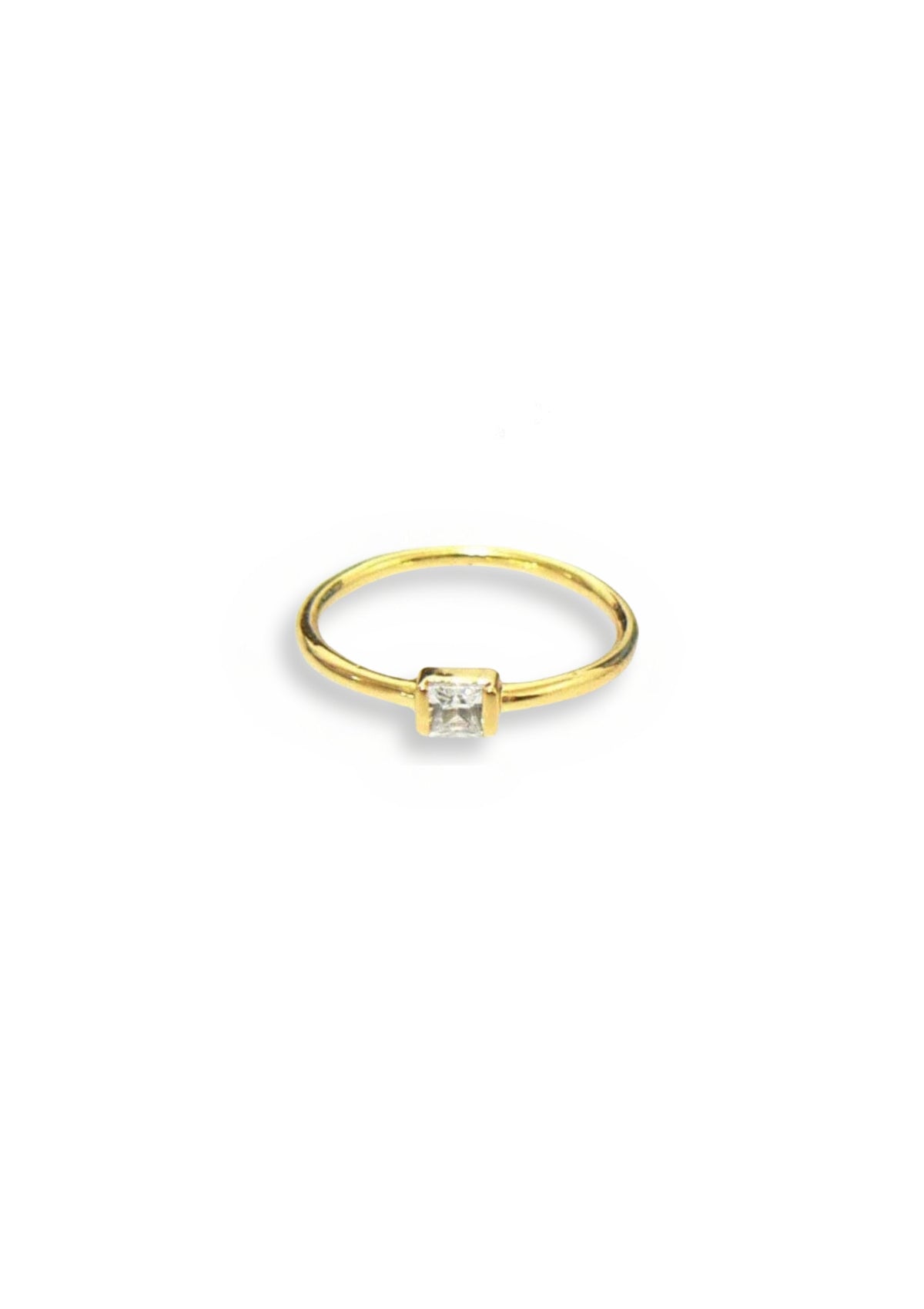 Simple Gold Ring with Clear Stone -Ruby Jane- Ruby Jane-