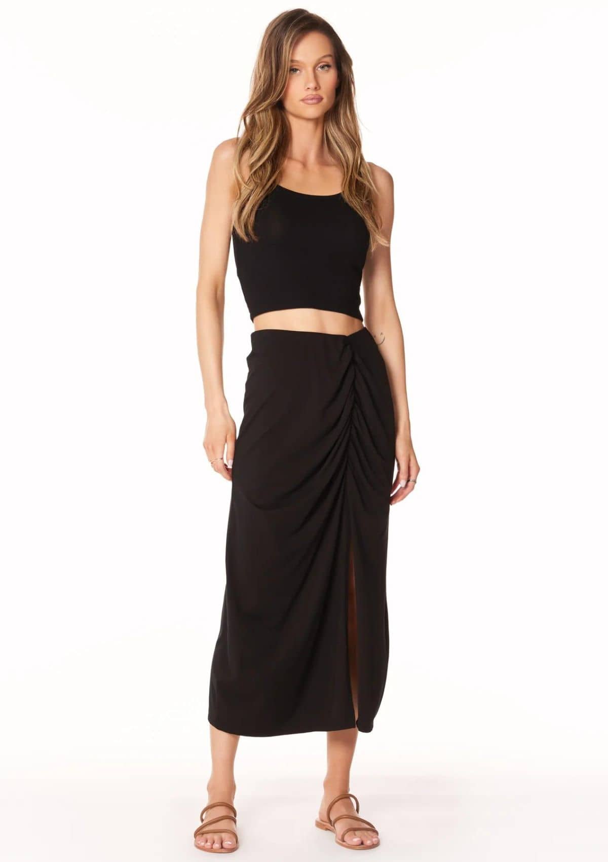Skirt with Shirring - Black -Genexus DBA MODODOC- Ruby Jane-