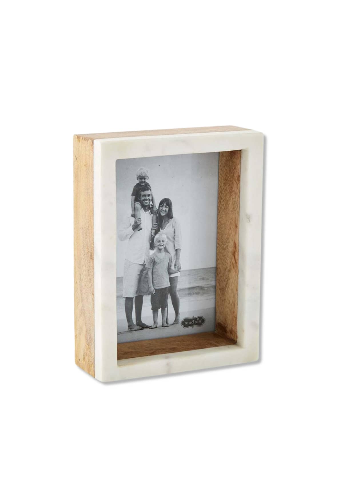 Small Wood + Marble Shadow Box Picture Frame -Mud Pie / One Coas- Ruby Jane-