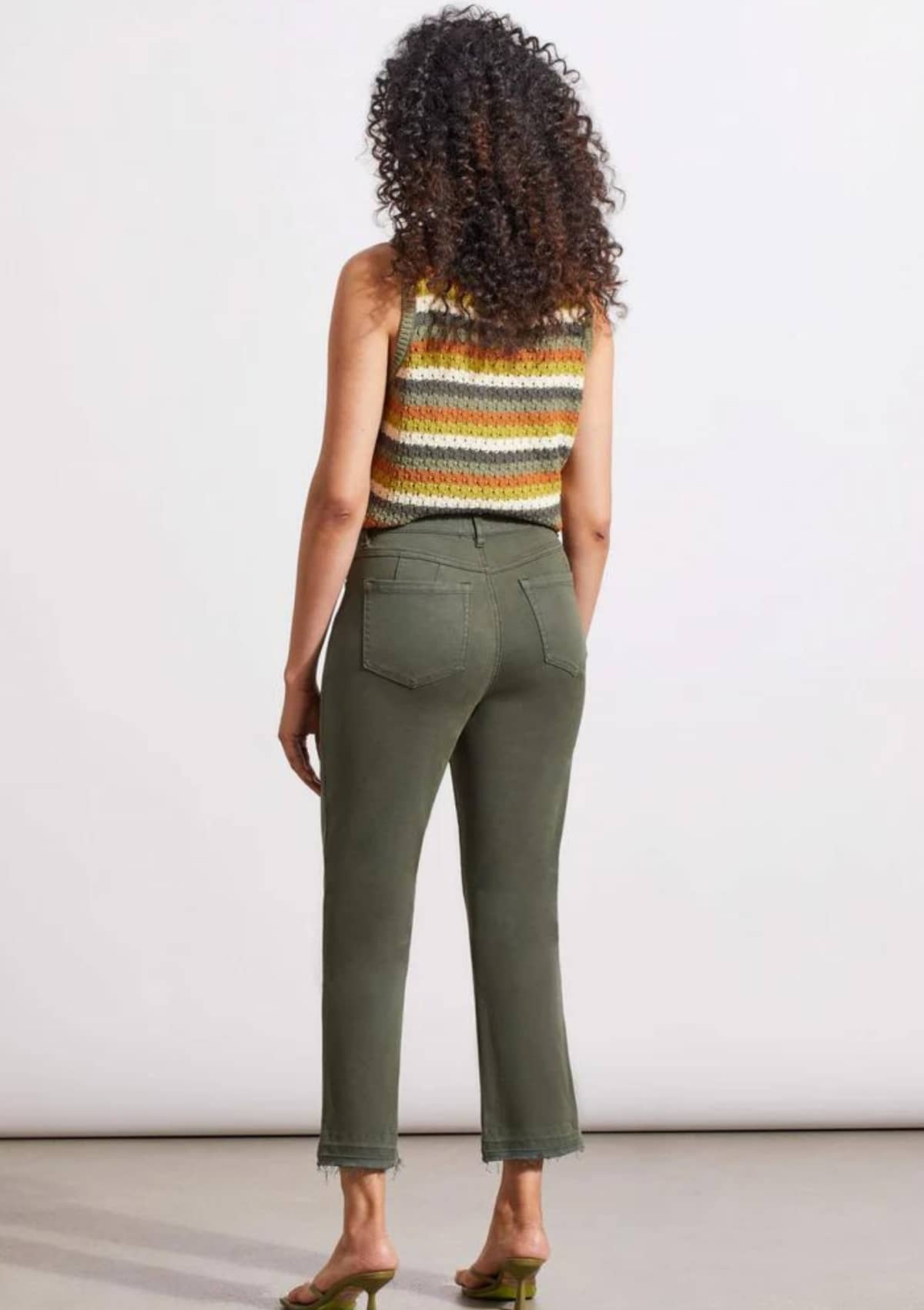 Sophia Micro Flare Crop Jeans with Released Hem - Fern Green -Tribal- Ruby Jane-