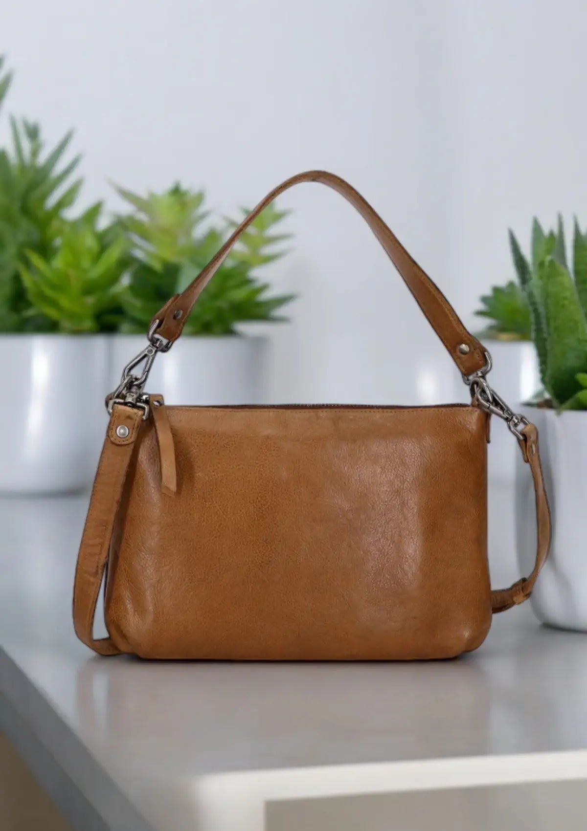 Brown leather handbag from Latico Leathers.