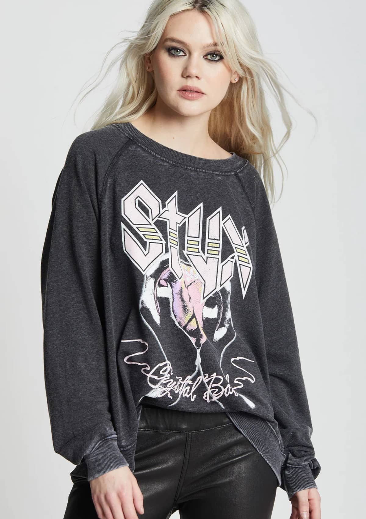 Styx Crystal Ball Long Sleeve Burnout Sweatshirt -Recycled Karma- Ruby Jane-