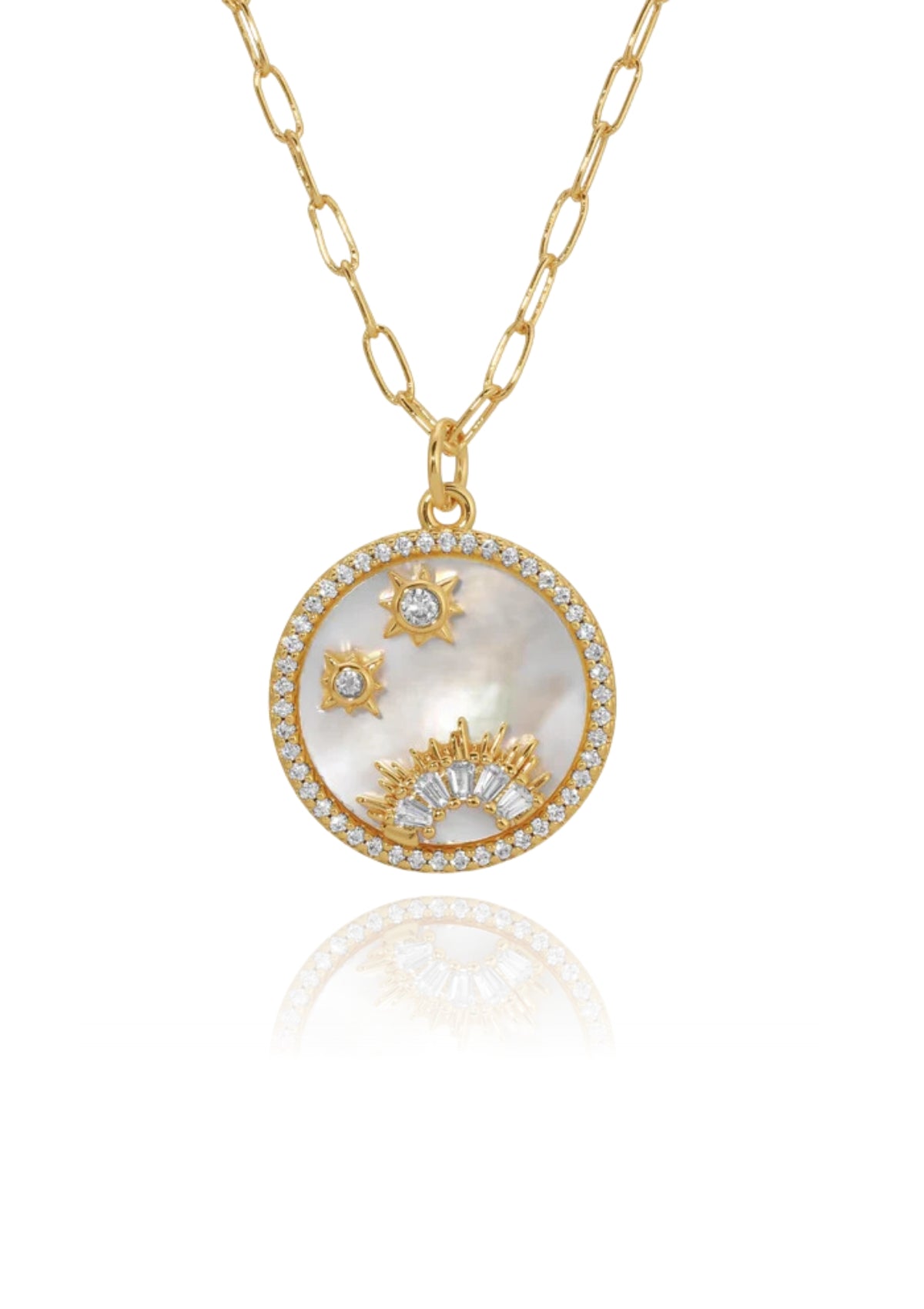 Sunset Voyage Stone Inlay Necklace, Pearl -Blair and Gray-DBA Joy Dravecky Jewelry- Ruby Jane-