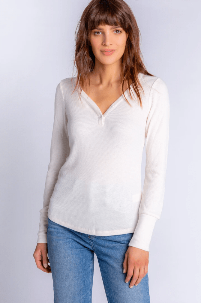 Textured Essentials Long Sleeve Top, Stone -P.J. Salvage- Ruby Jane-
