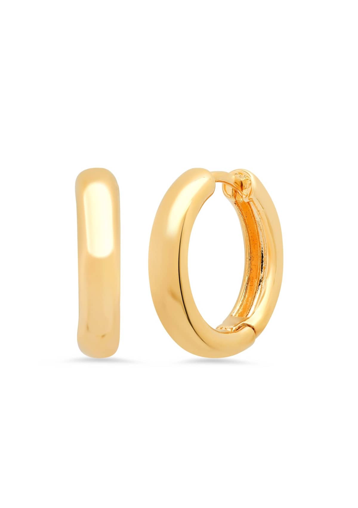 Thick Gold Hoop Huggie Earrings -TAI Jewelry- Ruby Jane-