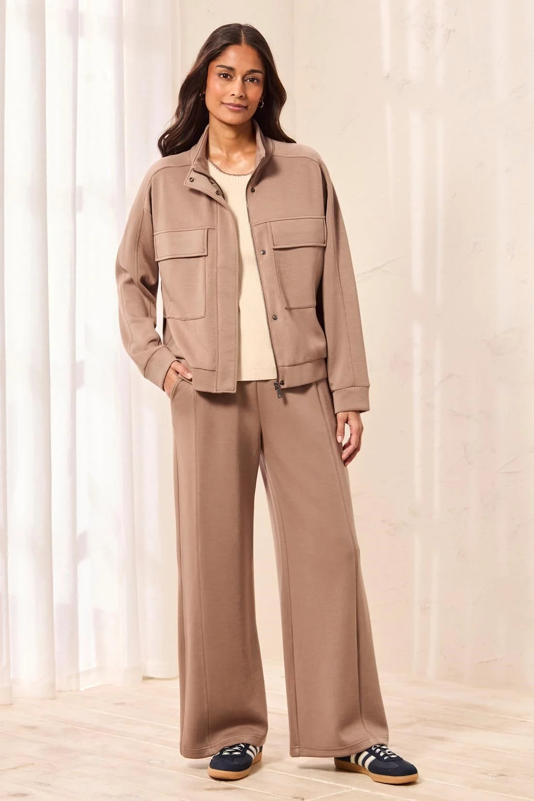 Mock Neck Jacket with Pockets - Fossil