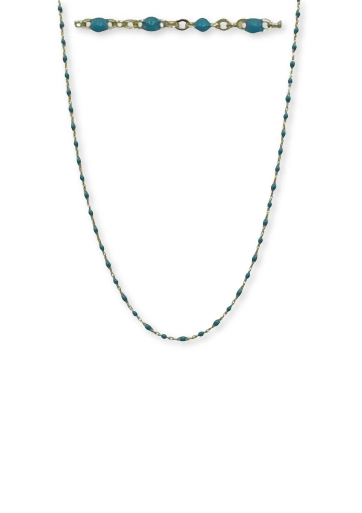 Turquoise Beaded Gold Necklace