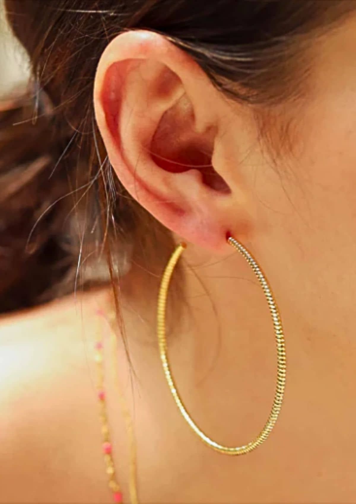 Extra large gold hoops. Nickel free.