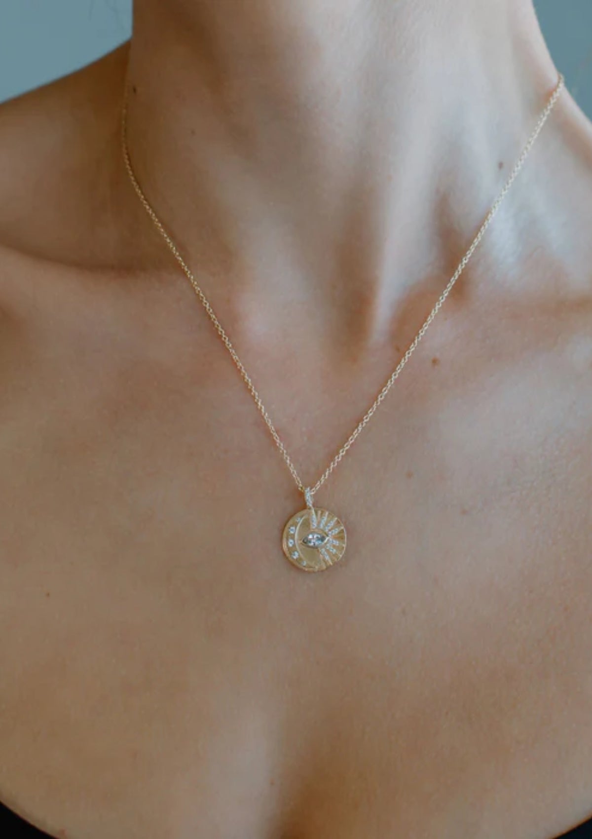 Venus Moon Necklace in Clear -Blair and Gray-DBA Joy Dravecky Jewelry- Ruby Jane-