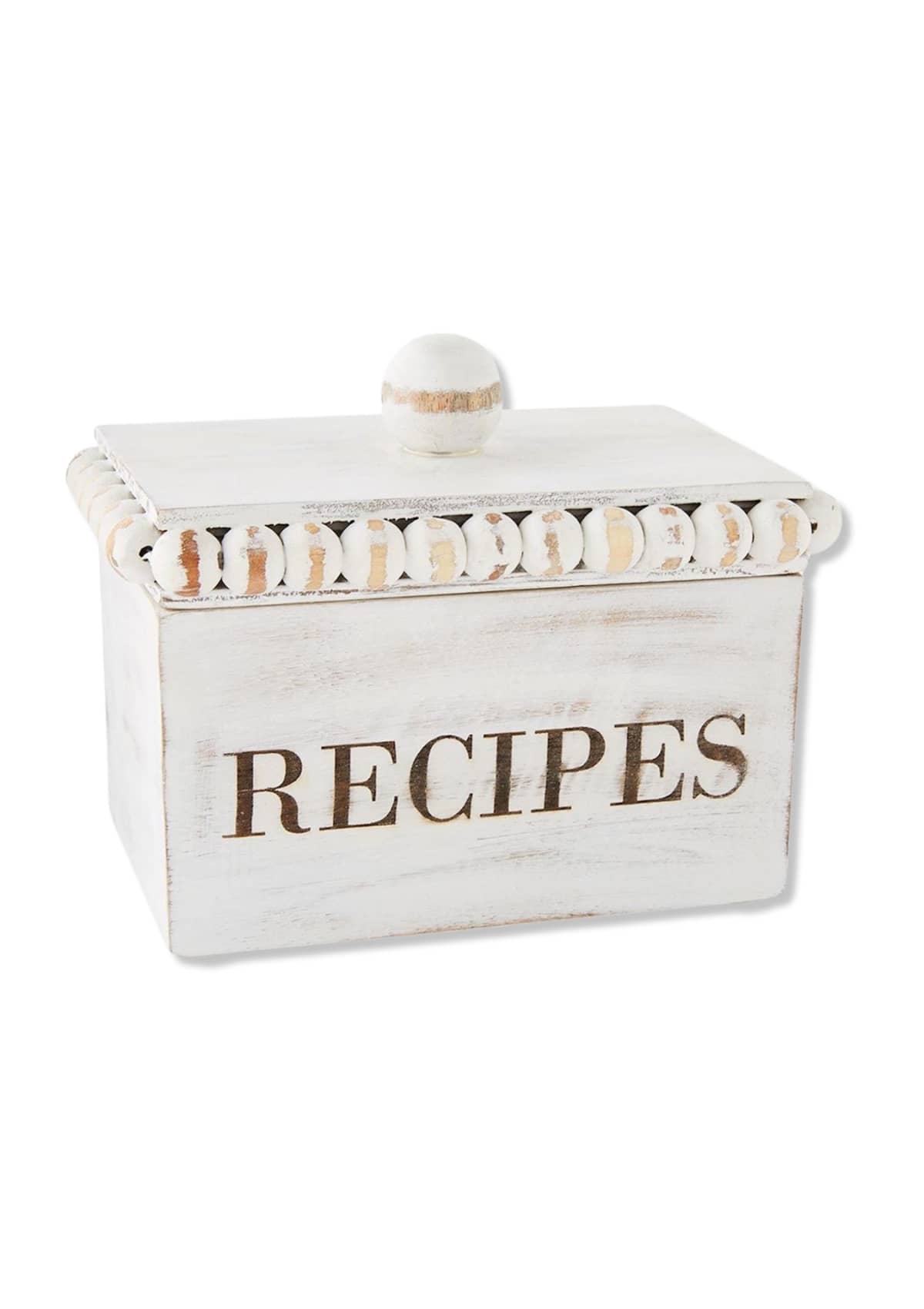 White Beaded Recipe Box -Mud Pie / One Coas- Ruby Jane-