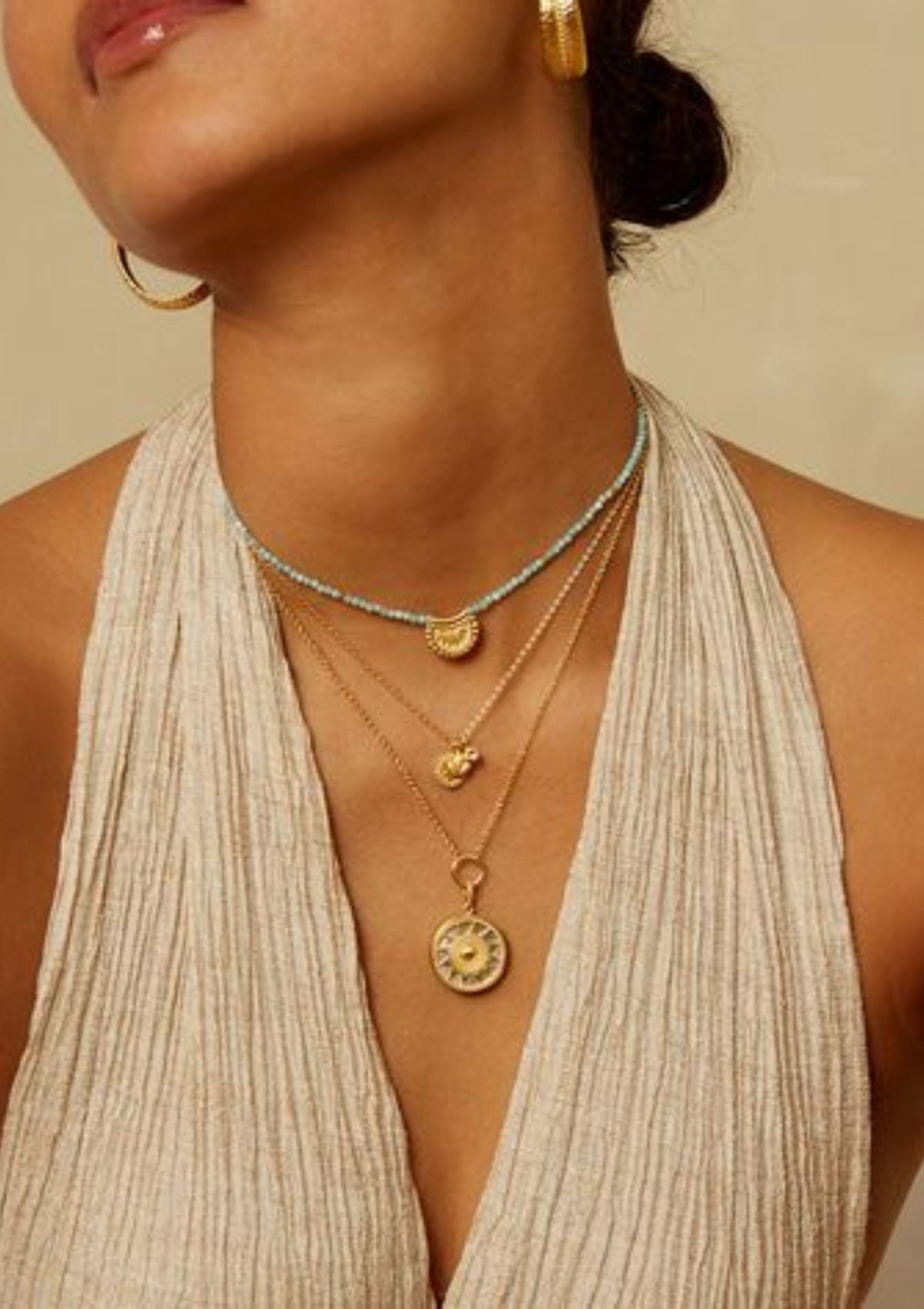 White Topaz Mandala Lotus Charm Necklace, 16" -Satya Jewelry- Ruby Jane-
