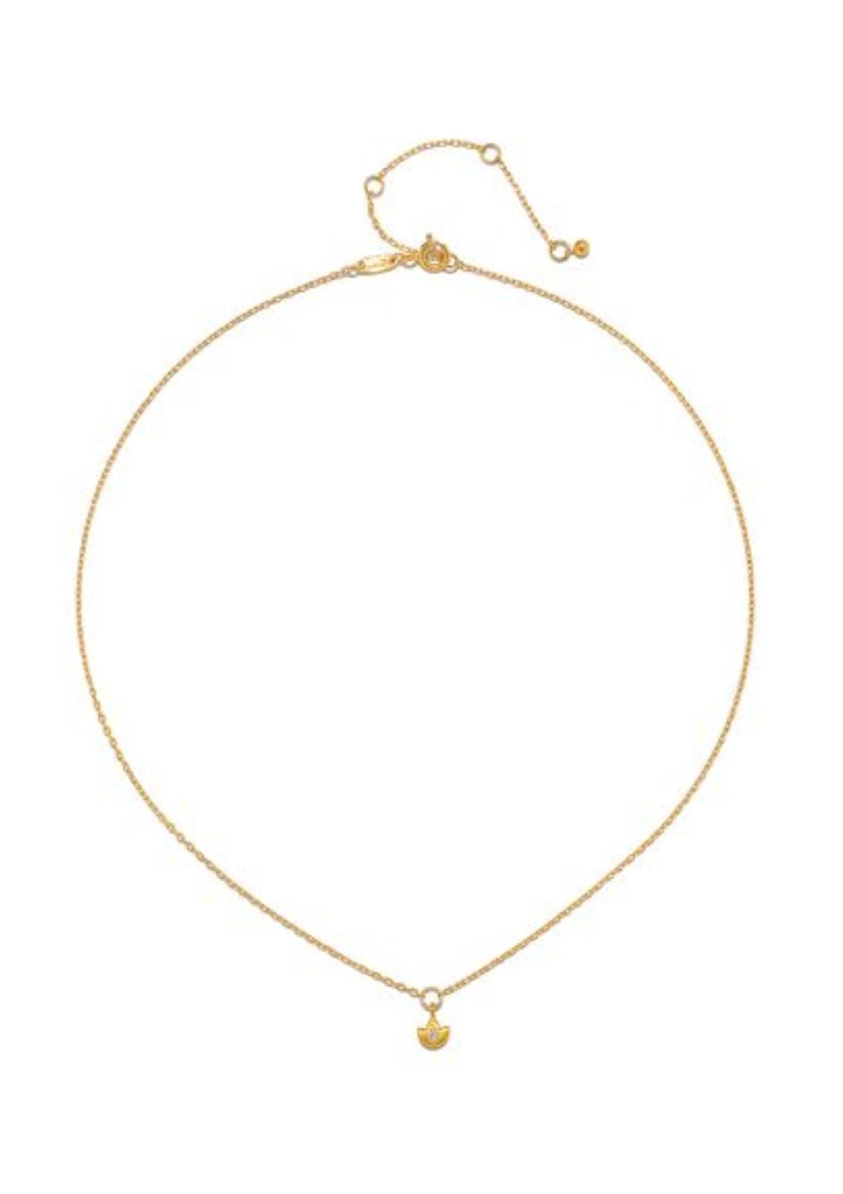 White Topaz Mini Lotus Pendant Necklace, 16" -Satya Jewelry- Ruby Jane-