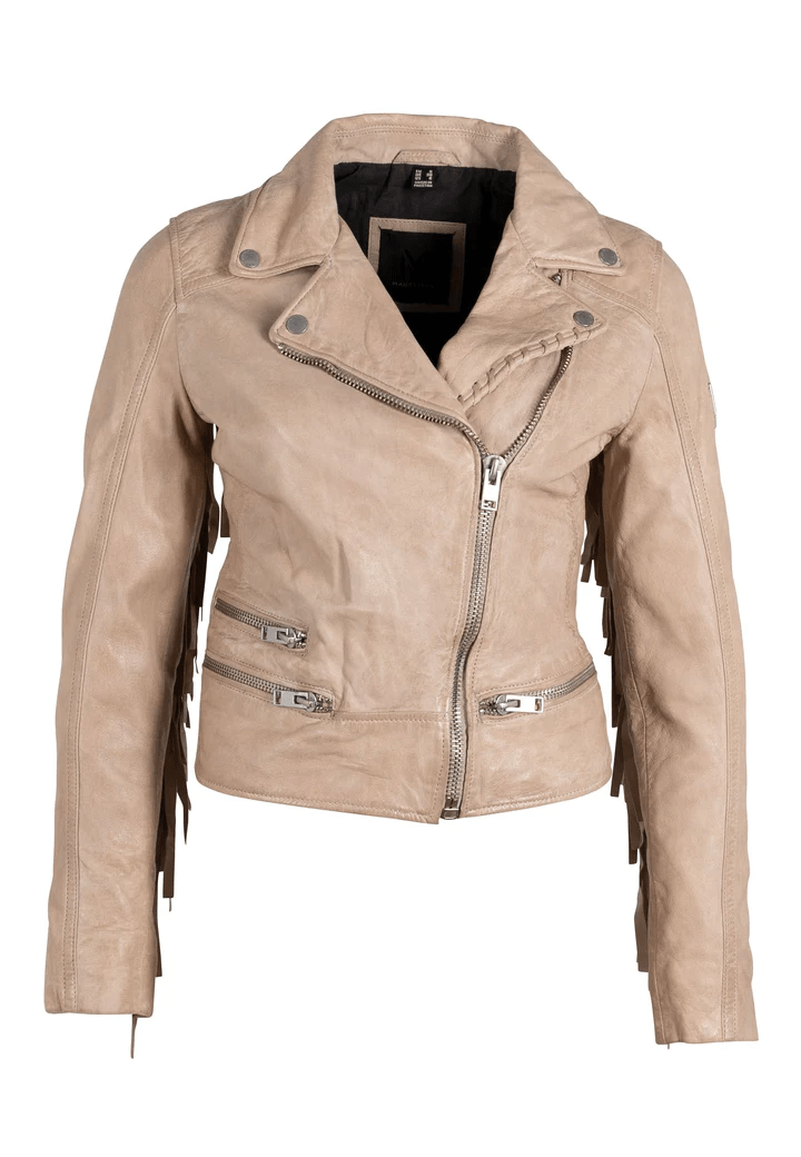 Zoe Beige Leather Jacket -Mauritius- Ruby Jane-