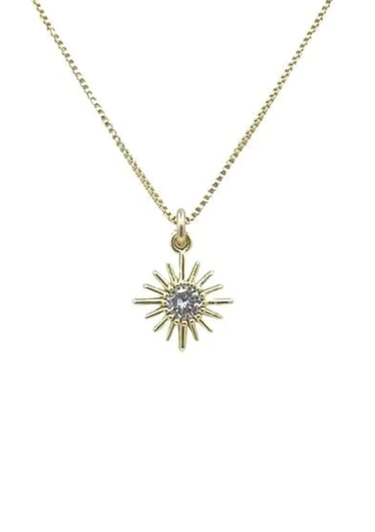 16 x 16mm Open Star CZ Center 18kt Gold Filled Charm on 18kt Gold Filled Chain