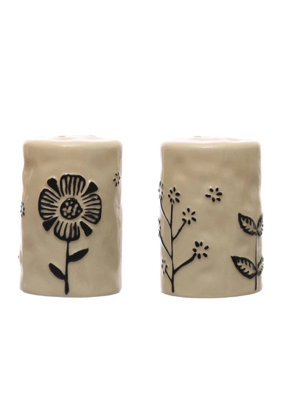 Stoneware Salt & Pepper Shakers Set of 2