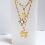 Sunburst Charm Necklace, Opal
