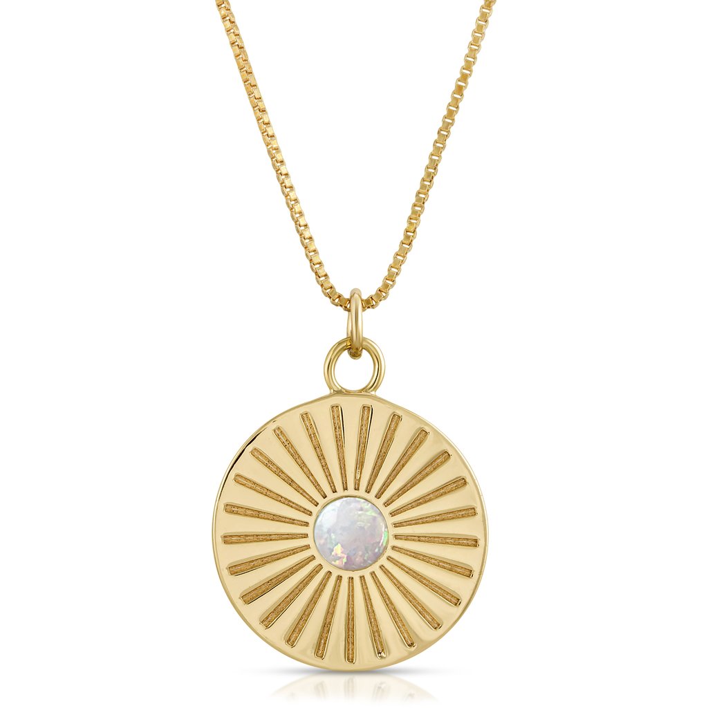 Sunburst Charm Necklace, Opal